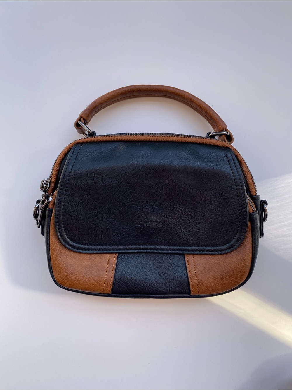 Black & Brown Caitina Top-Handle Bag